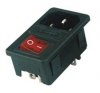 IEC power socket + fuse holder + power switch, push-on